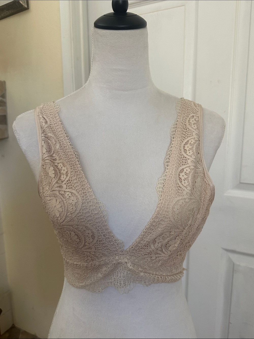 Lace Plunge Bralette in Nude - Women Intimates